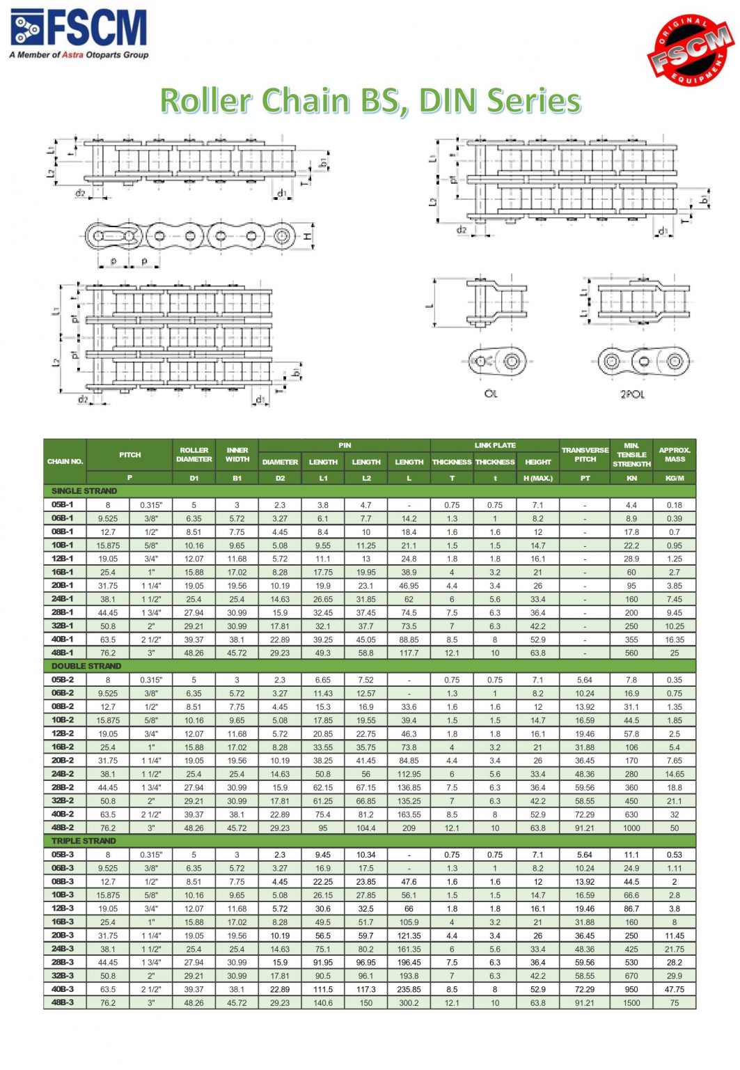 BS / DIN Roller Chain (RFB Type) FSCM Power Transmission and